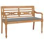 Banc Batavia avec coussin gris 120 cm Bois de teck massif 2