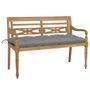 Banc Batavia avec coussin gris 120 cm Bois de teck massif