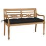 Banc Batavia avec coussin noir 120 cm Bois de teck massif 2