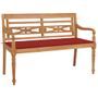 Banc Batavia avec coussin rouge 120 cm Bois de teck massif 2