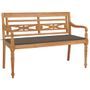 Banc Batavia avec coussin taupe 120 cm Bois de teck massif