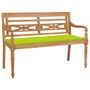 Banc Batavia avec coussin vert vif 120 cm Bois de teck massif