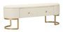 Banc Sharon avec tiroirs similicuir matelassé doré