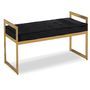 Banquette velours noir et pieds métal doré Talis
