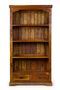 Bibliothèque en bois d'acacia massif finition rustique marron 4 étagères 2 tiroirs Kastela 100 cm
