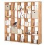 Bibliothèque en bois de chêne massif 25 compartiments Moby 187 cm