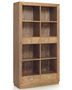 Bibliothèque en bois massif de Mindy naturel 6 tiroirs 8 compartiments Mazari 100 cm