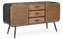 Buffet 2 portes et 3 tiroirs bois effet rotin et acier noir Toky 145 cm