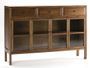 Buffet 2 portes vitrées 3 tiroirs bois massif foncé