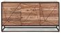 Buffet 3 portes en bois clair d'acacia vernis mat et acier noir Makune 145 cm