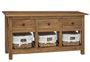 Buffet 3 tiroirs 3 paniers en rotin amovibles Mostane 100 cm - Bois d'acajou massif