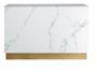 Table de bar art déco verre cristal teinté blanc marbré et acier doré Kola 180 cm