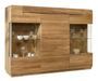 Buffet avec vitrine en bois massif de chêne miel 3 portes Divina 180 cm
