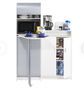 Buffet de cuisine à rideau avec table pivotante blanc et gris SNACK 131 cm