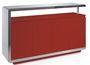 Buffet design 4 portes bois laqué rouge et acier chromé Modena