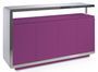 Buffet design 4 portes bois laqué violet et acier chromé Modena