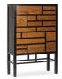 Buffet haut en bois massif de Mindy noir et naturel 18 tiroirs Ranka 100 cm