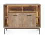 Buffet lumineux 2 portes MANGAL 115 cm – Bois massif d'acacia & acier