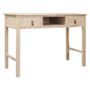 Bureau 2 tiroirs paulownia clair et poignées cuir Vero