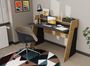 Bureau anthracite et chêne clair 1 étagère 2 bacs Rikoa 123.6 cm