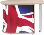Bureau avec plateau pivotant et rangement bois clair imprimé drapeau Anglais Kool 105 cm