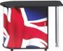 Bureau avec plateau pivotant et rangement noir imprimé drapeau Anglais Kool 105 cm