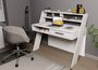 Bureau blanc 1 tiroir 2 étagères 1 compartiment Miloka 123.6 cm