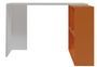 Bureau d'angle avec étagère bois blanc et orange Kaliopa 120 cm
