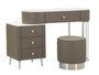 Bureau de lit sharon grey avec tabouret pieds argentés 120x40x75 cm (taille du tabouret ø36x39)