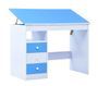 Bureau enfant inclinable 3 tiroirs bois bleu et blanc Sunny