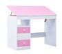 Bureau enfant inclinable 3 tiroirs bois rose et blanc Sunny