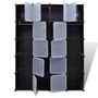 Cabinet modulable avec 14 compartiments noir et blanc 37x146x180,5 cm