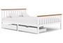 Cadre de lit avec 2 tiroirs Blanc Bois de pin massif 140x200 cm