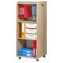 Caisson de bureau chêne clair à rideau ORGA 110 cm – Meuble mobile avec tiroirs et rangement dossiers