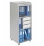 Caisson de bureau gris clair à rideau ORGA 110 cm – Meuble mobile avec tiroirs et rangement dossiers