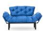 Canapé 2 places transformable en lit tissu bleu Pliaz 155 cm