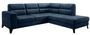 Canapé angle droit convertible tissu doux bleu nuit et pieds acier noir Kassidi 277 cm