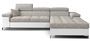 Canapé angle droit convertible tissu gris chiné et simili blanc avec appuis-tête réglables Rikaro 280 cm