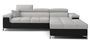 Canapé angle droit convertible tissu gris clair et simili noir avec appuis-tête réglables Rikaro 280 cm
