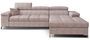 Canapé angle droit convertible tissu rose clair avec appuis-tête réglables Rikaro 280 cm