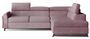 Canapé angle droit convertible tissu rose clair avec têtières réglables Nikos 265 cm