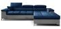 Canapé angle droit convertible velours bleu marine et gris clair avec appuis-tête réglables Rikaro 280 cm