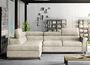 Canapé angle gauche convertible tissu beige avec têtières réglables Nikos 265 cm