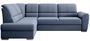 Canapé angle gauche convertible tissu bleu et pieds acier chromé Zabor 270 cm