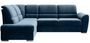 Canapé angle gauche convertible tissu bleu foncé et pieds acier chromé Zabor 270 cm