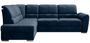 Canapé angle gauche convertible tissu doux bleu nuit et pieds acier chromé Zabor 270 cm