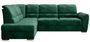 Canapé angle gauche convertible tissu doux vert et pieds acier chromé Zabor 270 cm
