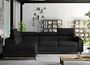 Canapé angle gauche convertible tissu noir avec têtières réglables Nikos 265 cm