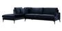 Canapé angle gauche design tissu velouté bleu marine Kombaz 283 cm