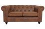 Canapé chesterfield 2 places tissu marron vintage Itish
